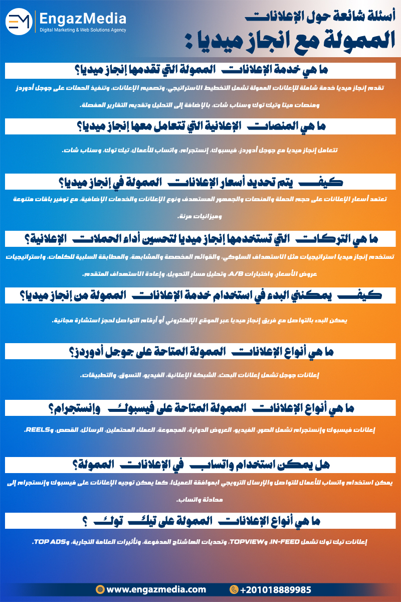 أسئلة شائعة حول الإعلانات الممولة مع انجاز ميديا: