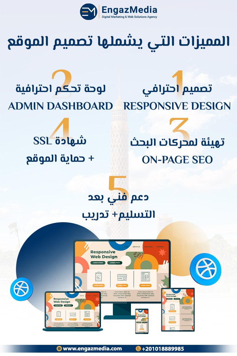 المميزات التي يشملها تصميم الموقع