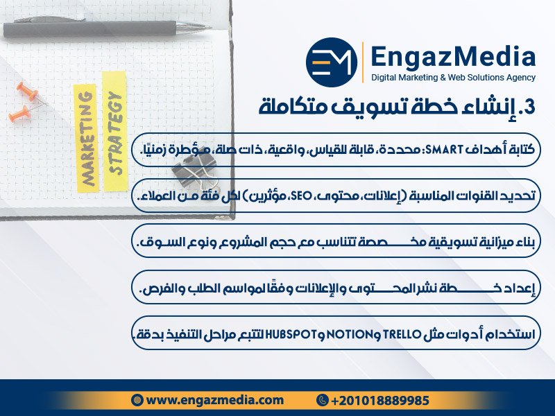 3. إنشاء خطة تسويق متكاملة
