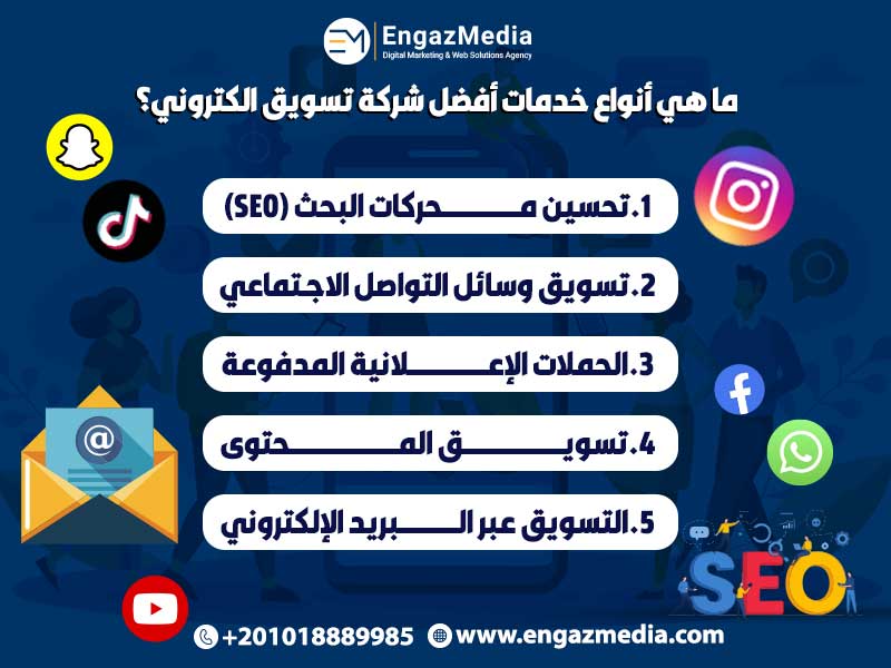 ما هي أنواع خدمات أفضل شركة تسويق الكتروني؟