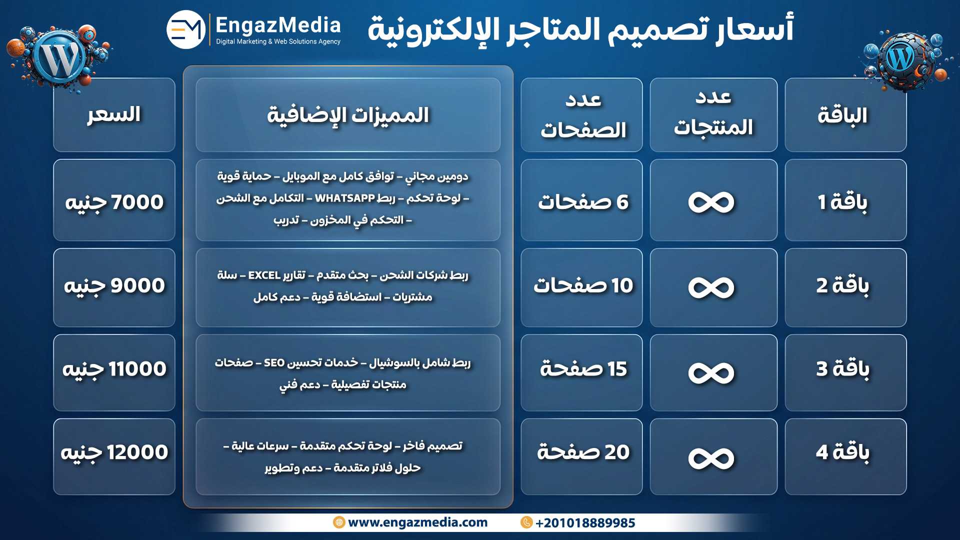 أسعار تصميم المتاجر الإلكترونية – Engaz Media 2026
