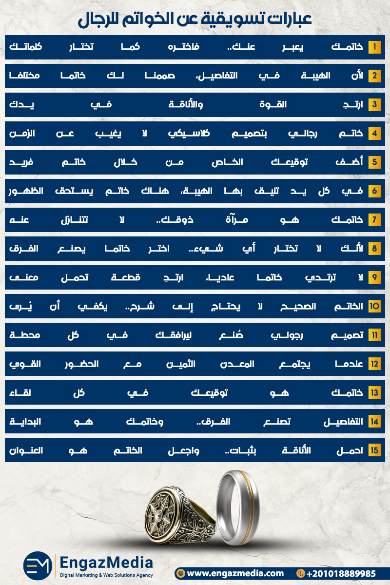 عبارات تسويقية عن الخواتم للرجال
