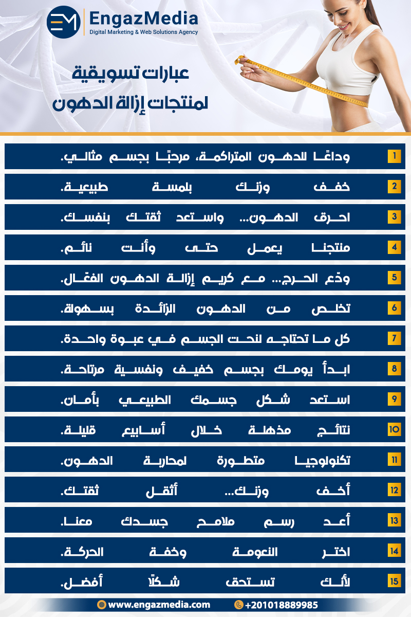 عبارات تسويقية لمنتجات إزالة الدهون