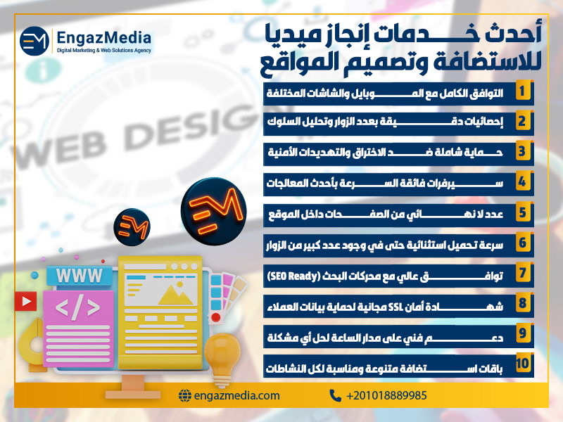 أحدث خدمات إنجاز ميديا للاستضافة وتصميم المواقع