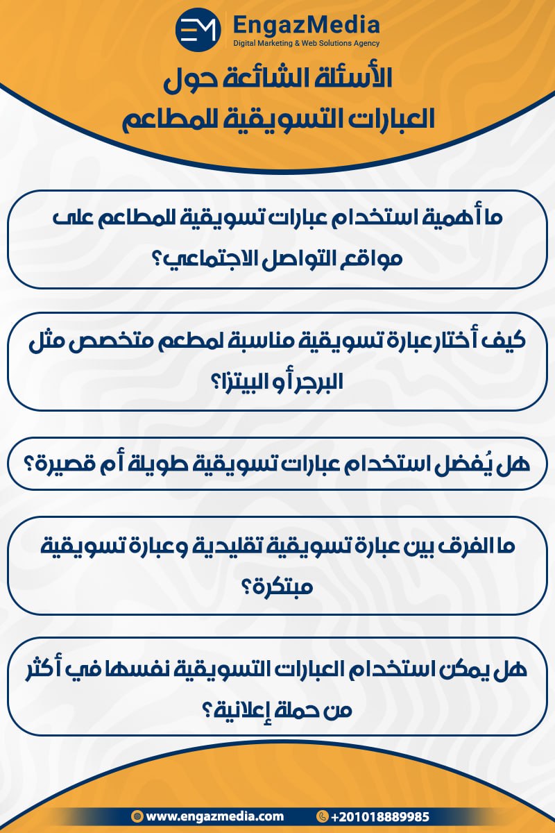 الأسئلة الشائعة حول العبارات التسويقية للمطاعم