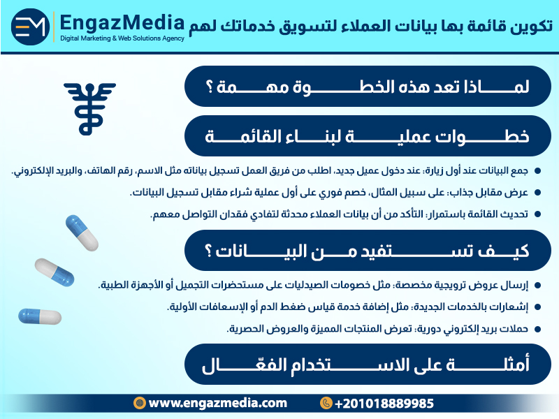 3. تكوين قائمة بها بيانات العملاء لتسويق خدماتك لهم

