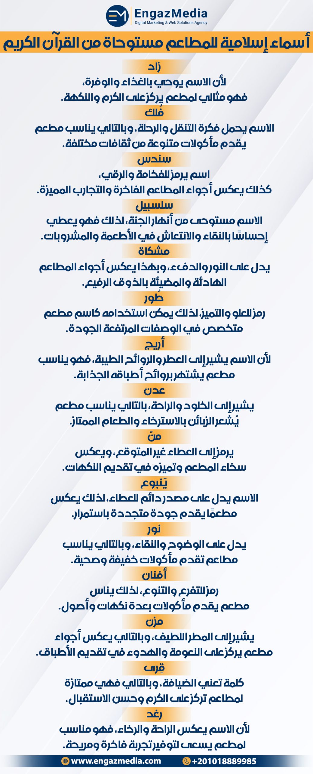 أسماء إسلامية للمطاعم مستوحاة من القرآن الكريم
