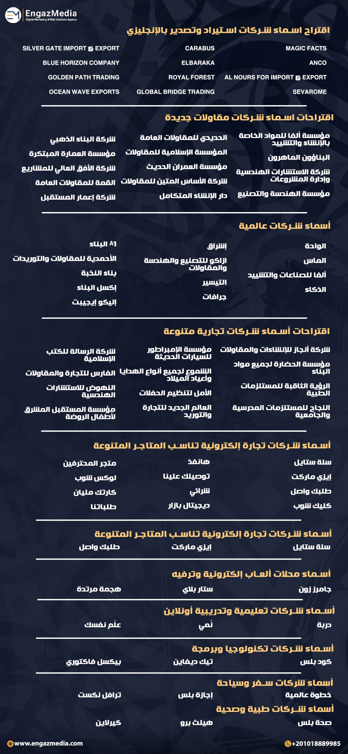 اقتراح اسماء شركات استيراد وتصدير بالإنجليزي