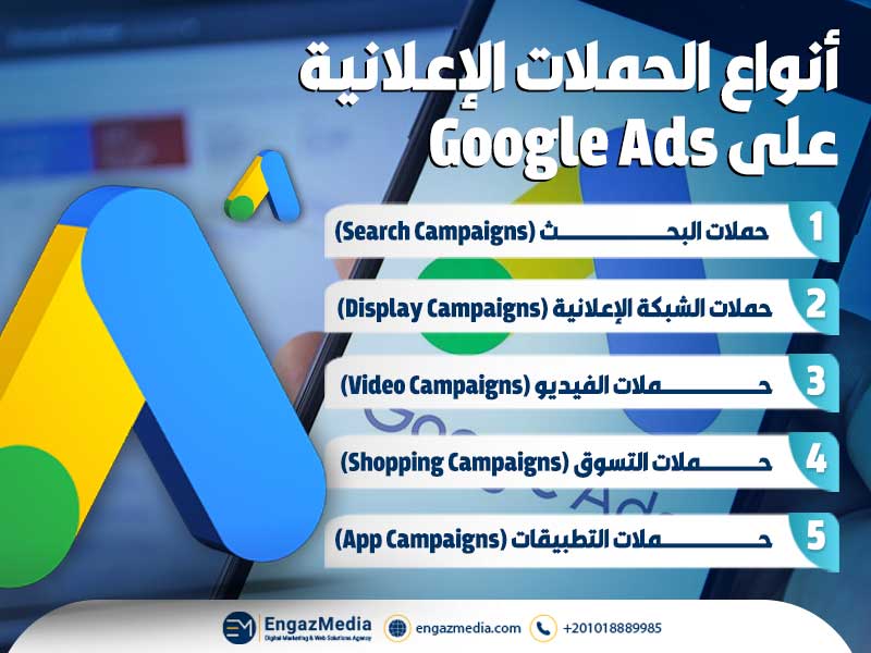 أنواع الحملات الإعلانية على Google Ads
