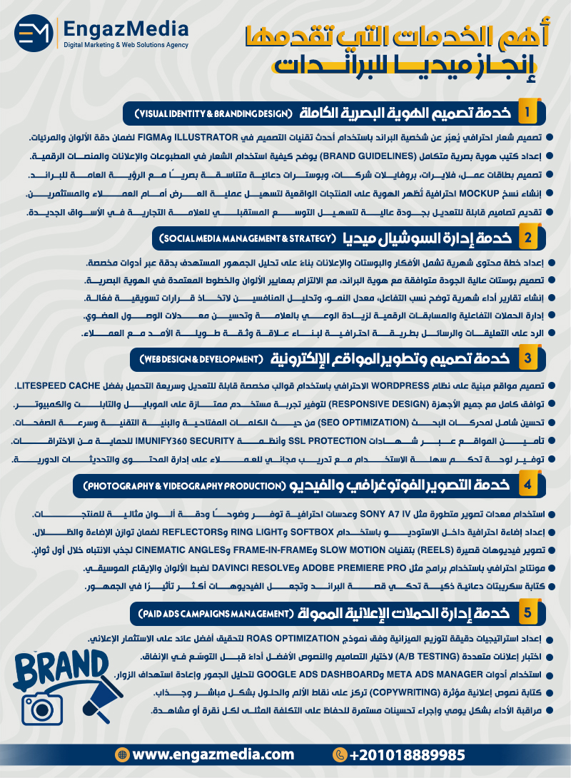 أهم الخدمات التي تقدمها إنجاز ميديا للبراندات