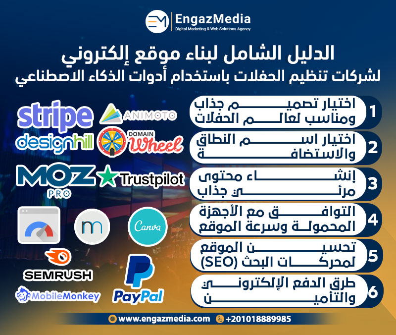 الدليل الشامل لبناء موقع إلكتروني لشركات تنظيم الحفلات باستخدام أدوات الذكاء الاصطناعي