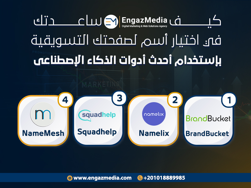 كيف لشركة إنجاز ميديا مساعدتك في اختيار اسم لصفحتك التسويقية بإستخدام أحدث أدوات الذكاء الإصطناعى