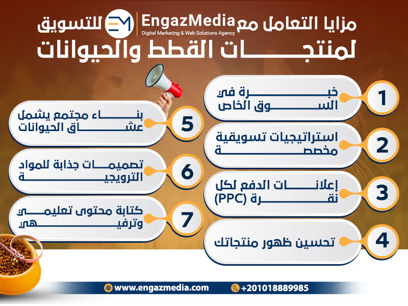 مزايا التعامل مع شركة إنجاز ميديا للتسويق لمنتجات القطط والحيوانات
