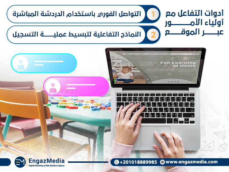 أدوات التفاعل مع أولياء الأمور عبر الموقع