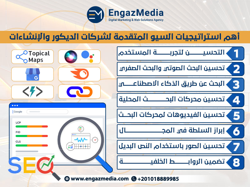 أهم استراتيجيات السيو المتقدمة لشركات الديكور والإنشاءات