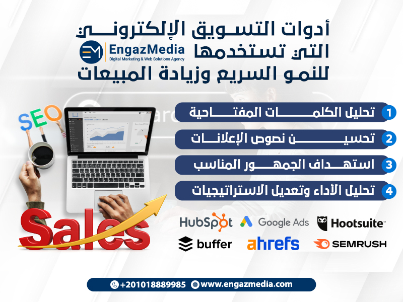 أدوات التسويق الإلكتروني التي تستخدمها إنجاز ميديا للنمو السريع وزيادة المبيعات