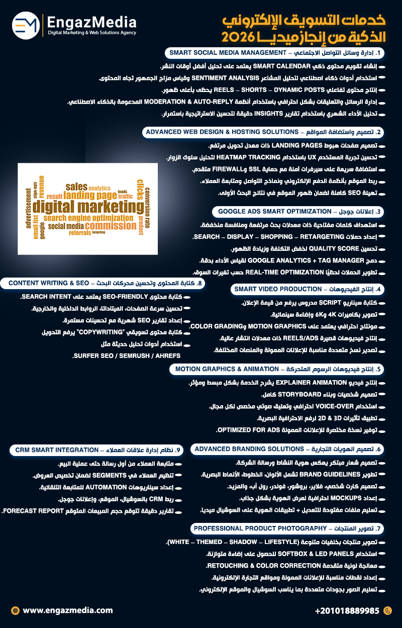 خدمات التسويق الإلكتروني الذكية من إنجاز ميديا 2026