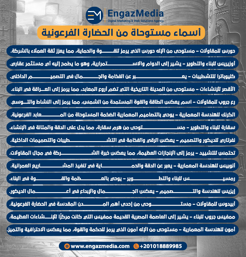 أسماء مستوحاة من الحضارة الفرعونية