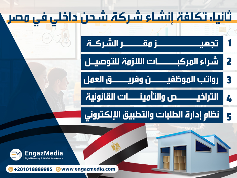 ثانيا: تكلفة إنشاء شركة شحن داخلي في مصر
