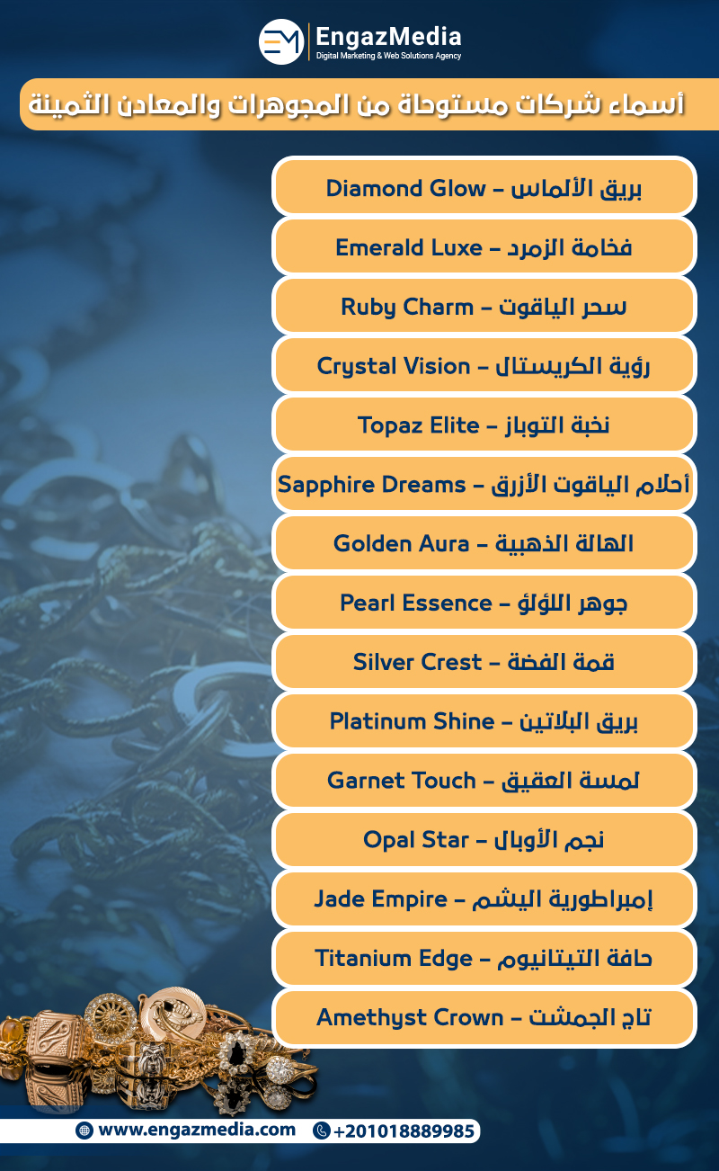 أسماء شركات مستوحاة من المجوهرات والمعادن الثمينة