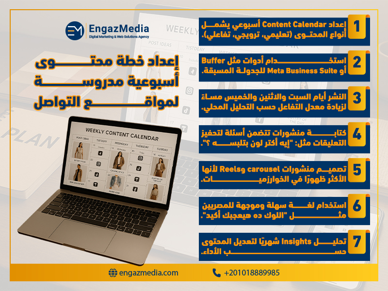 إعداد خطة محتوى أسبوعية مدروسة لمواقع التواصل