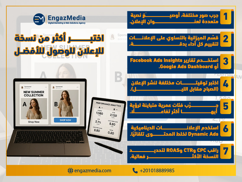 اختبر أكثر من نسخة للإعلان للوصول للأفضل
