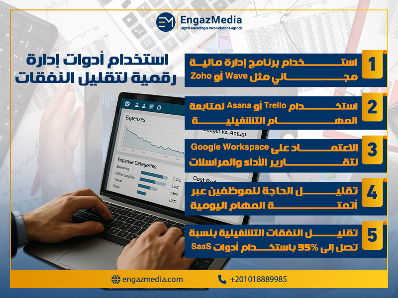 استخدام أدوات إدارة رقمية لتقليل النفقات