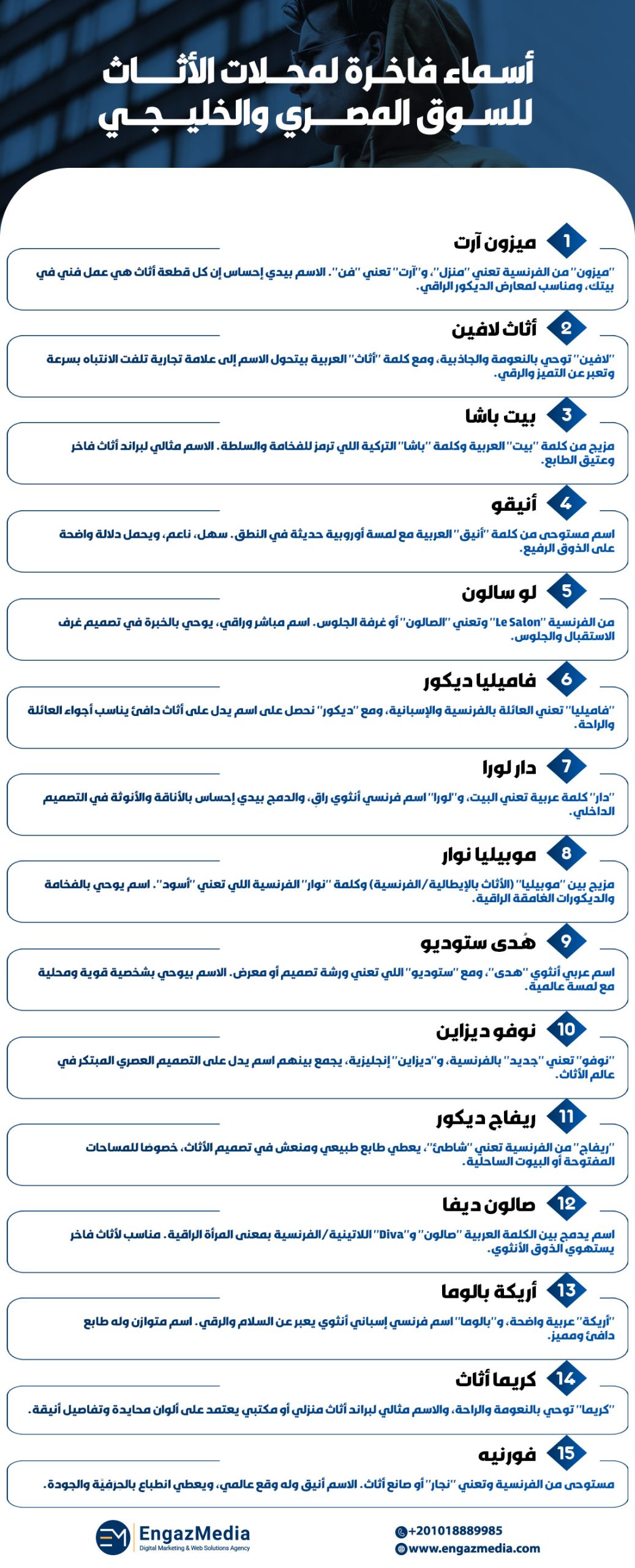 أسماء فاخرة لمحلات الأثاث
