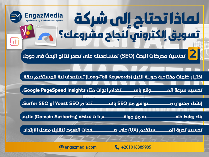 1. تحسين محركات البحث (SEO) لتصدر نتائج البحث في جوجل
