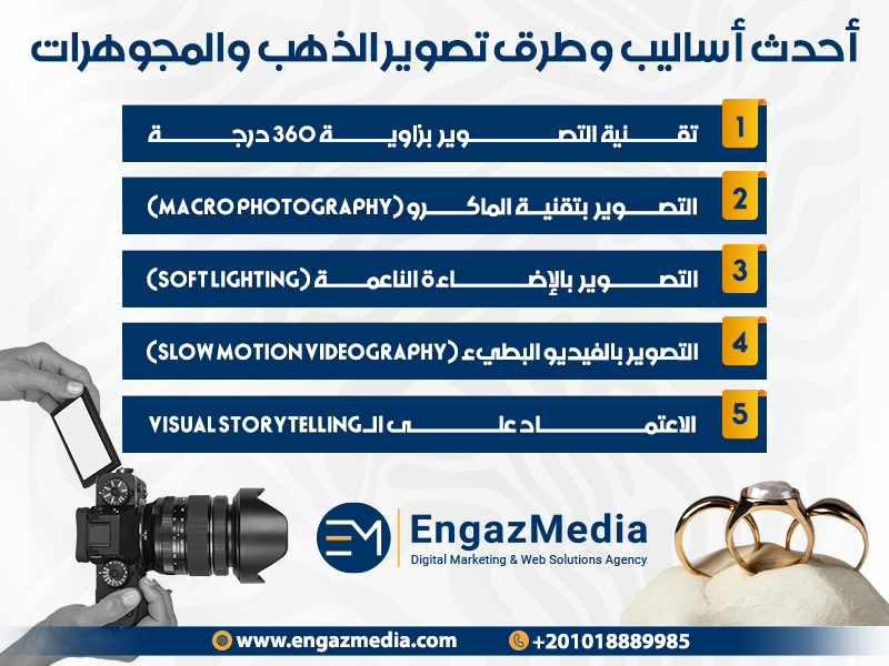 أحدث أساليب وطرق تصوير الذهب والمجوهرات