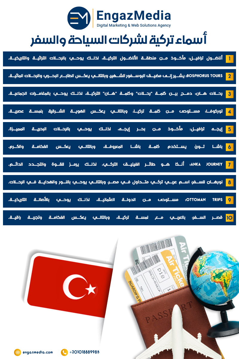 أسماء تركية لشركات السياحة والسفر