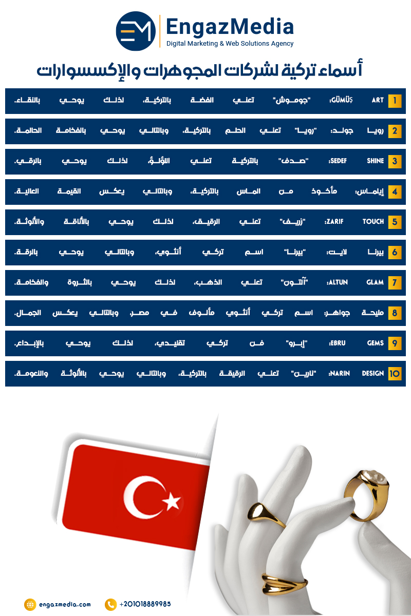 أسماء تركية لشركات المجوهرات والإكسسوارات