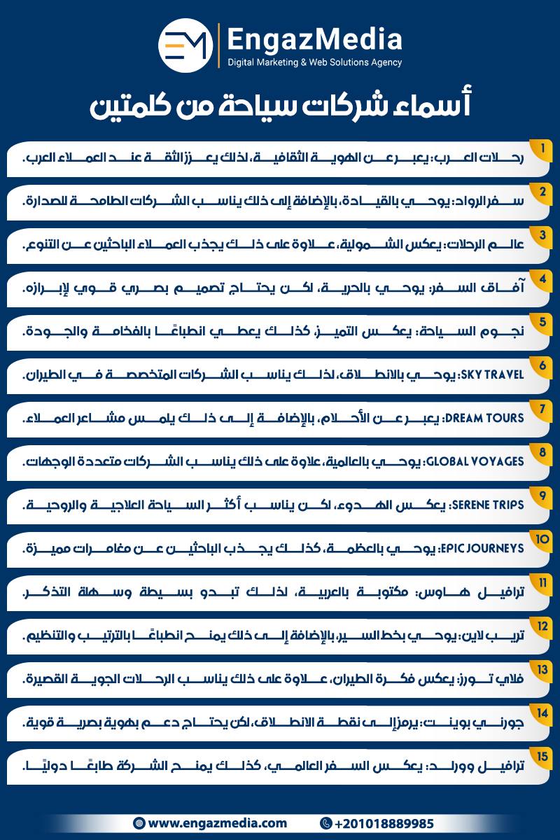 أسماء شركات سياحة من كلمتين
