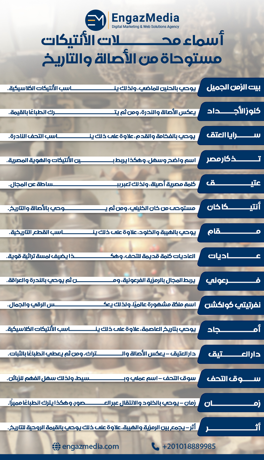 أسماء محلات الأنتيكات مستوحاة من الأصالة والتاريخ