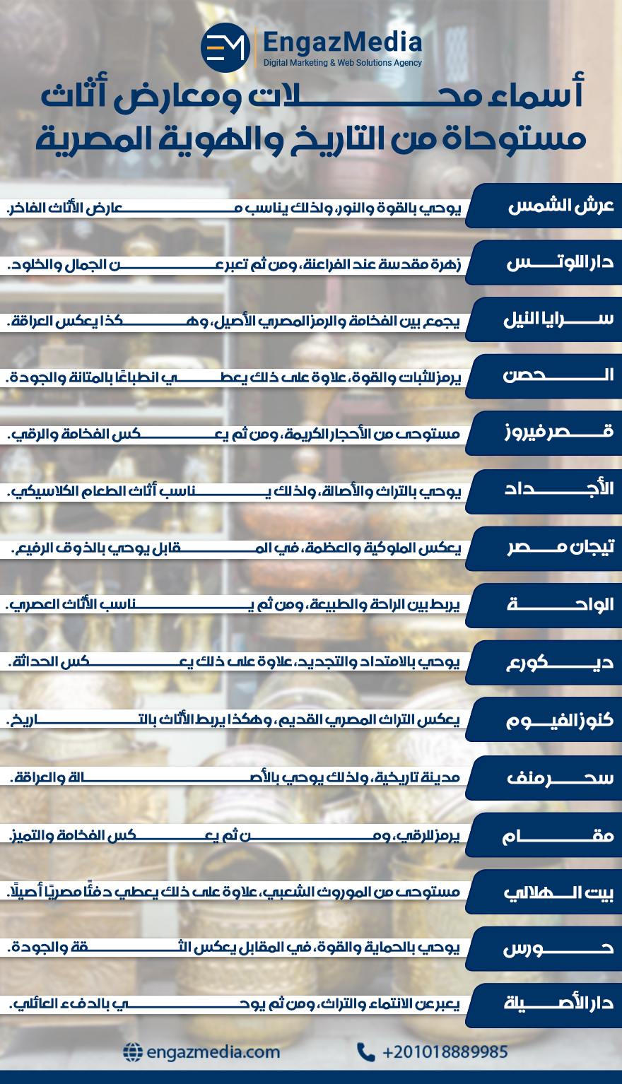أسماء محلات ومعارض أثاث مستوحاة من التاريخ والهوية المصرية