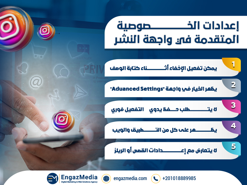 إعدادات الخصوصية المتقدمة في واجهة النشر
