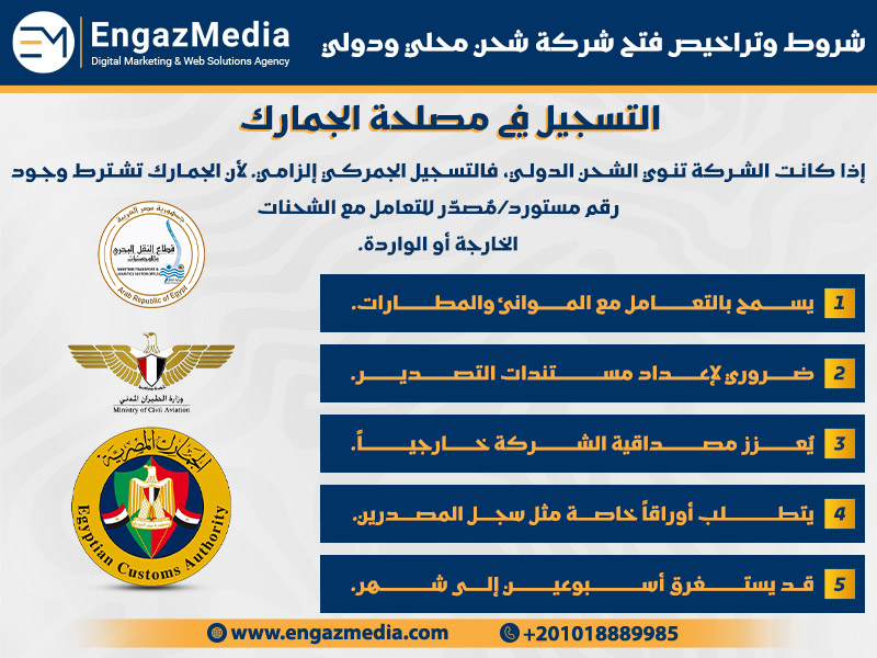 التسجيل في مصلحة الجمارك
