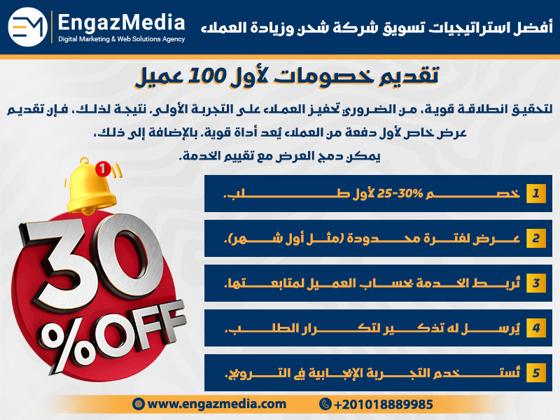 تقديم خصومات لأول 100 عميل