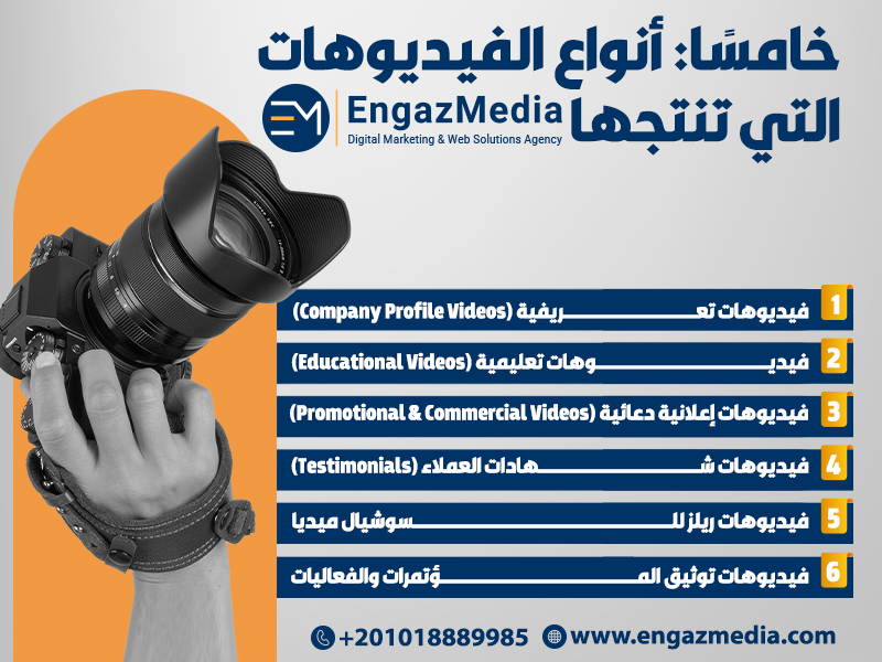 أنواع الفيديوهات التي تنتجها إنجاز ميديا