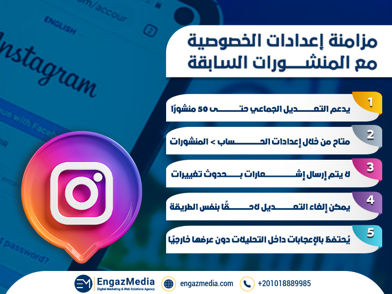 مزامنة إعدادات الخصوصية مع المنشورات السابقة