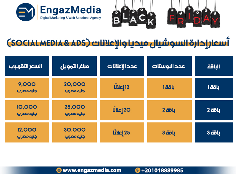 أسعار إدارة السوشيال ميديا والإعلانات (Social Media & Ads)