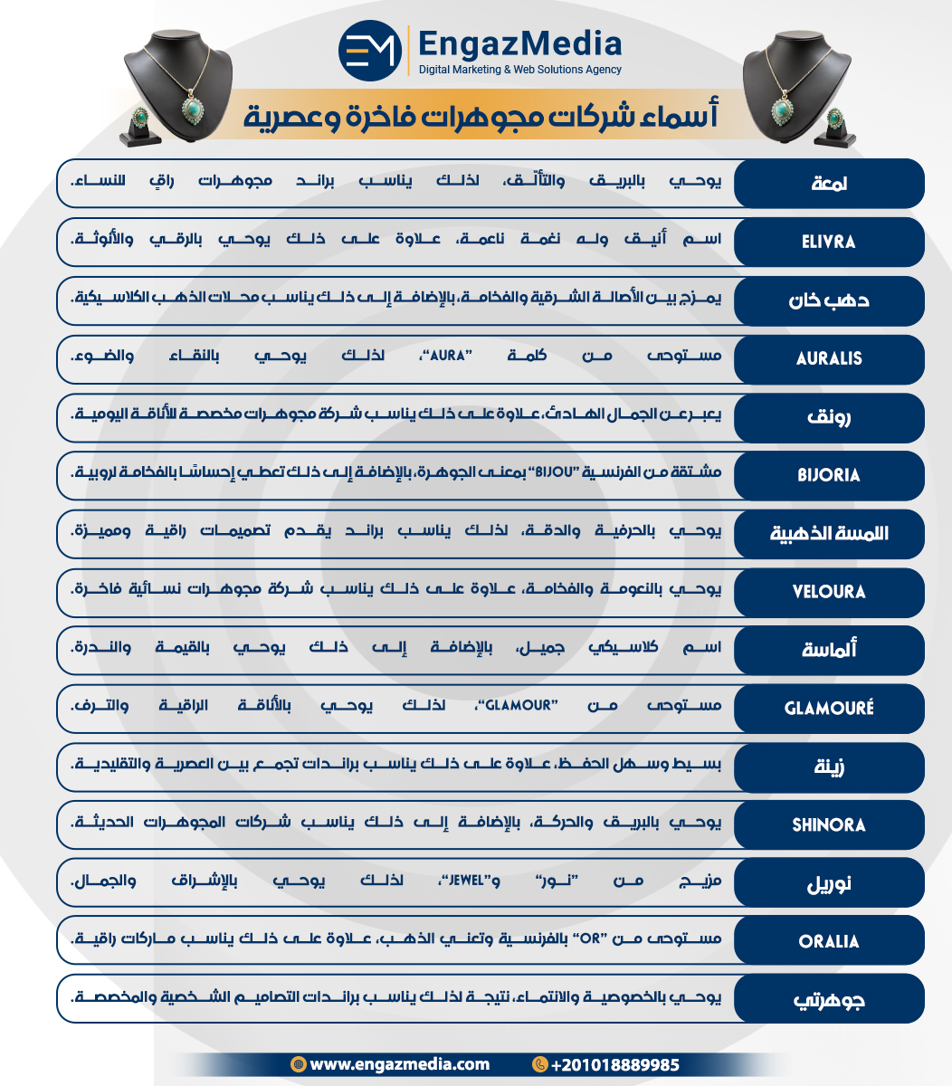 أسماء شركات مجوهرات فاخرة وعصرية 
