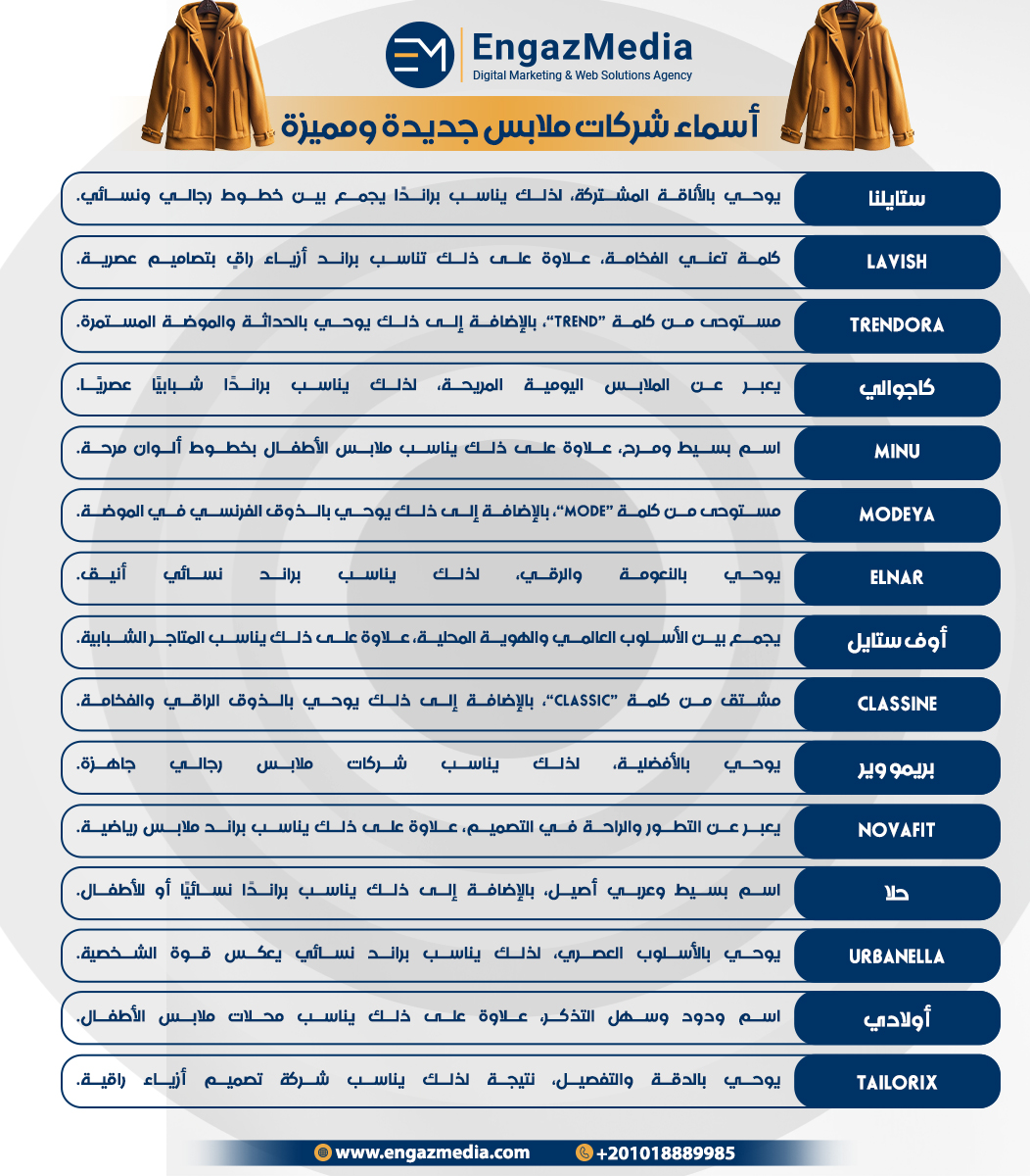 أسماء شركات ملابس جديدة ومميزة 