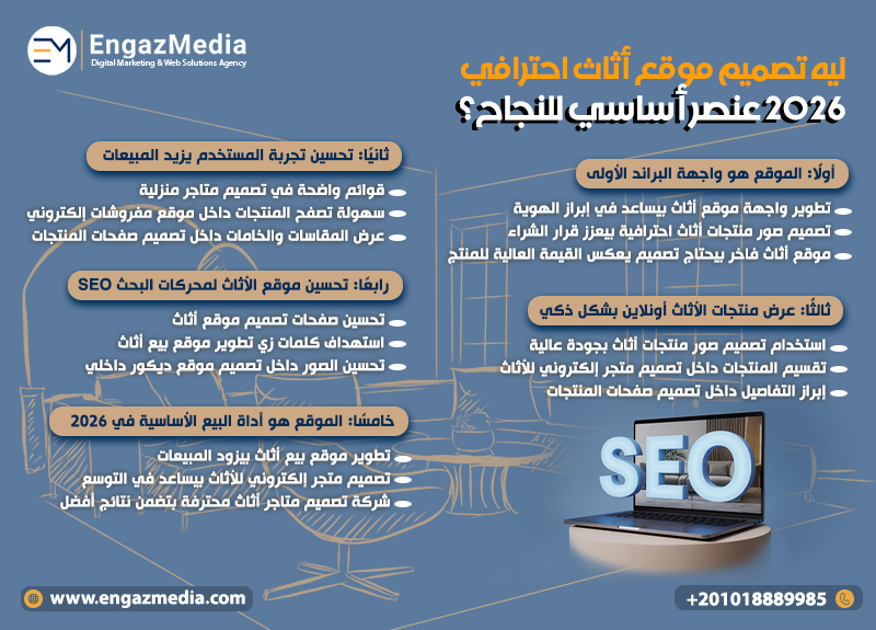 ليه تصميم موقع أثاث احترافي 2026 عنصر أساسي للنجاح؟