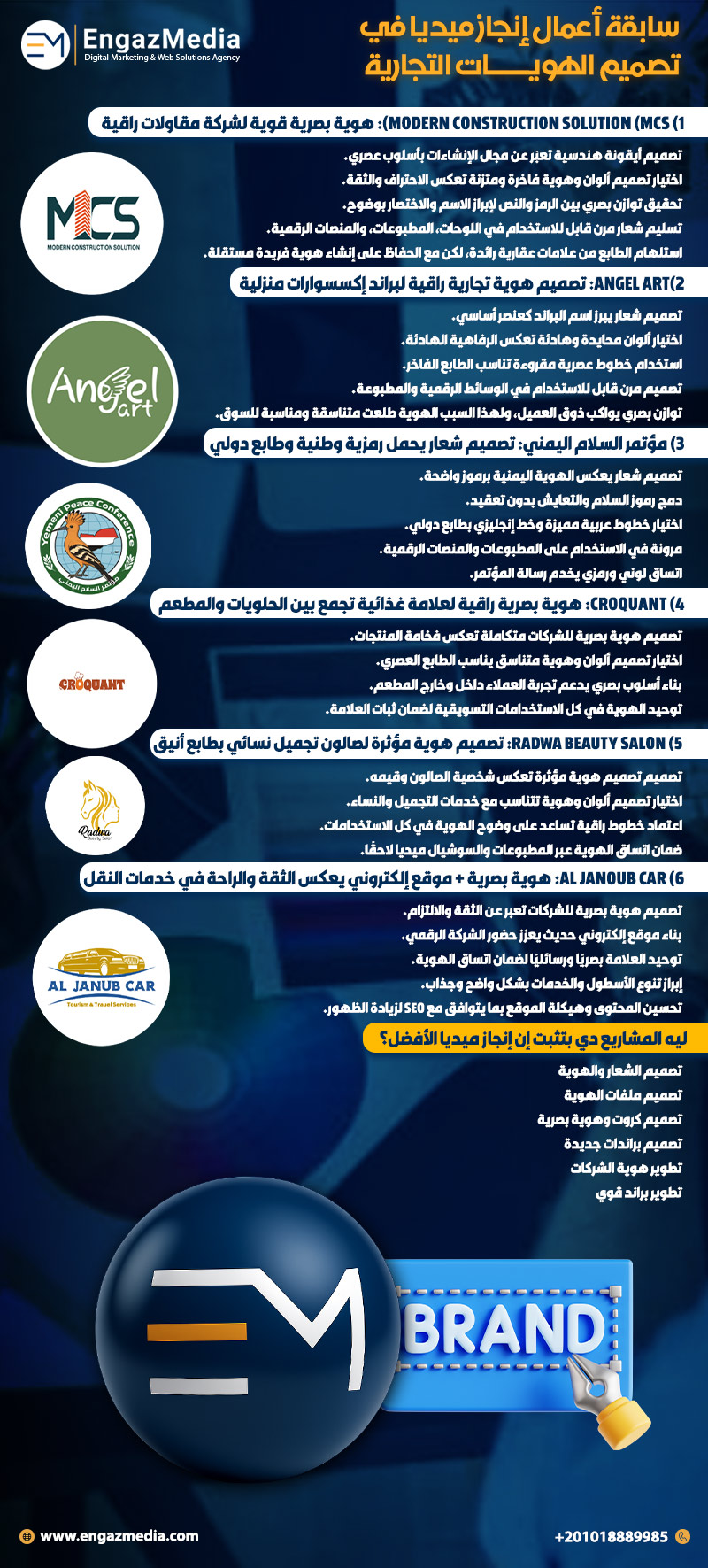  سابقة أعمال إنجاز ميديا في تصميم الهويات التجارية 