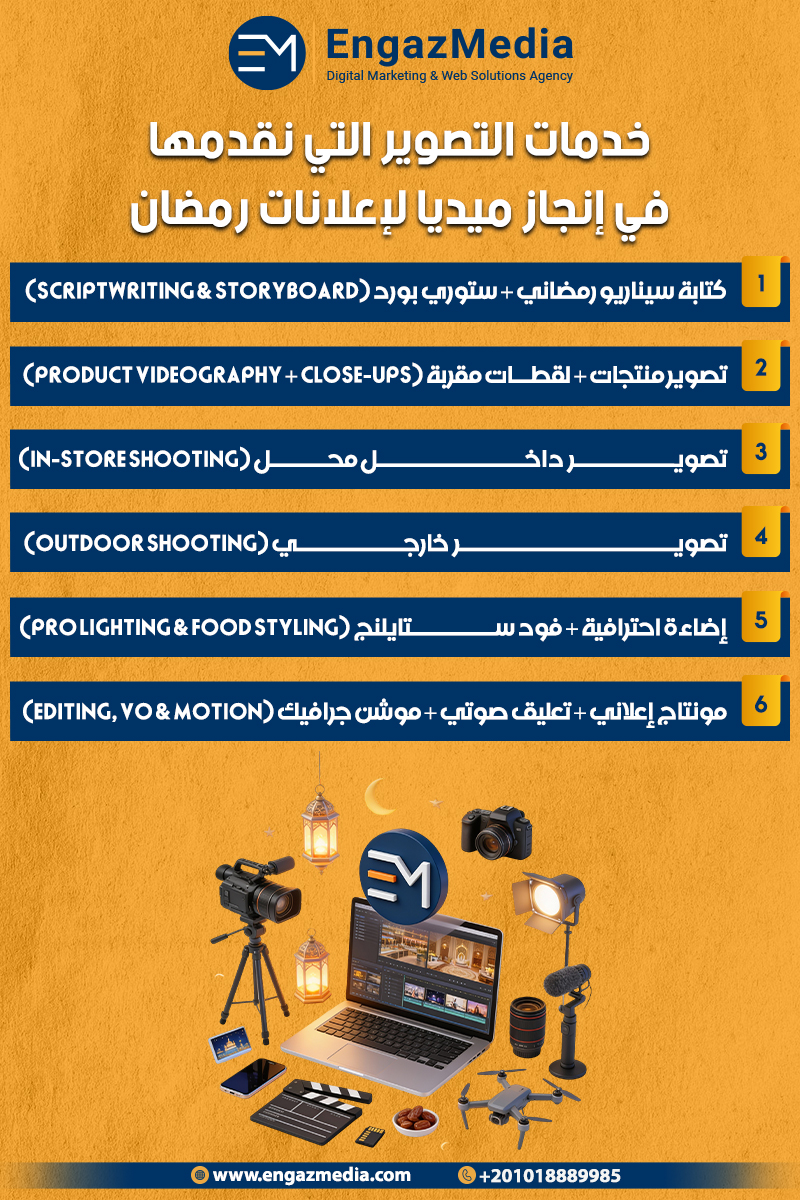 خدمات التصوير التي نقدمها في إنجاز ميديا لإعلانات رمضان