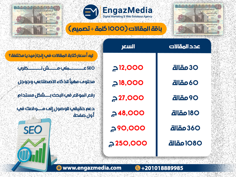 ليه أسعار كتابة المقالات في إنجاز ميديا مختلفة؟