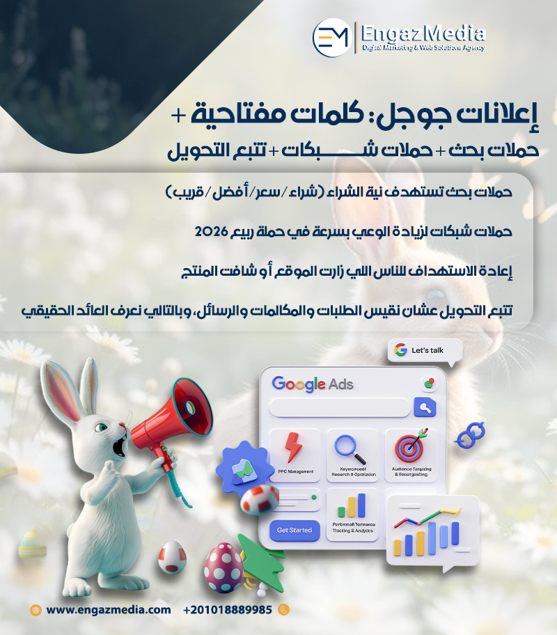  إعلانات جوجل: كلمات مفتاحية + حملات بحث + حملات شبكات + تتبع التحويل