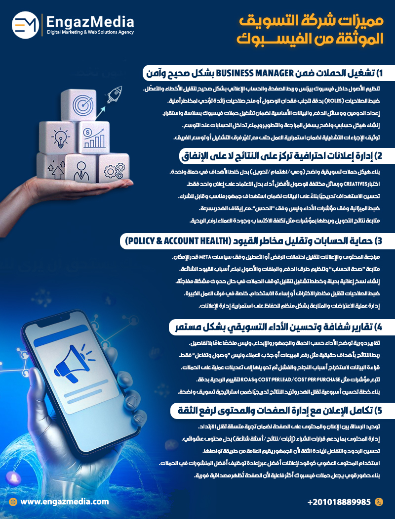 مميزات شركة التسويق الموثقة من الفيسبوك
