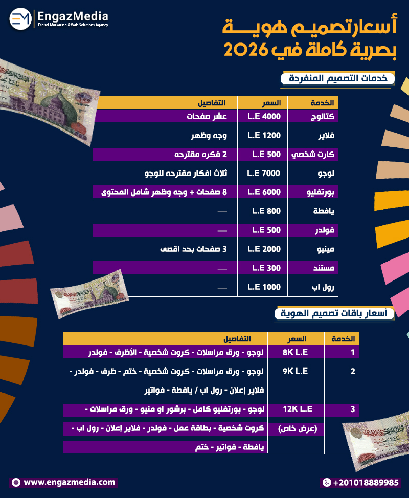 أسعار تصميم هوية بصرية كاملة في 2026